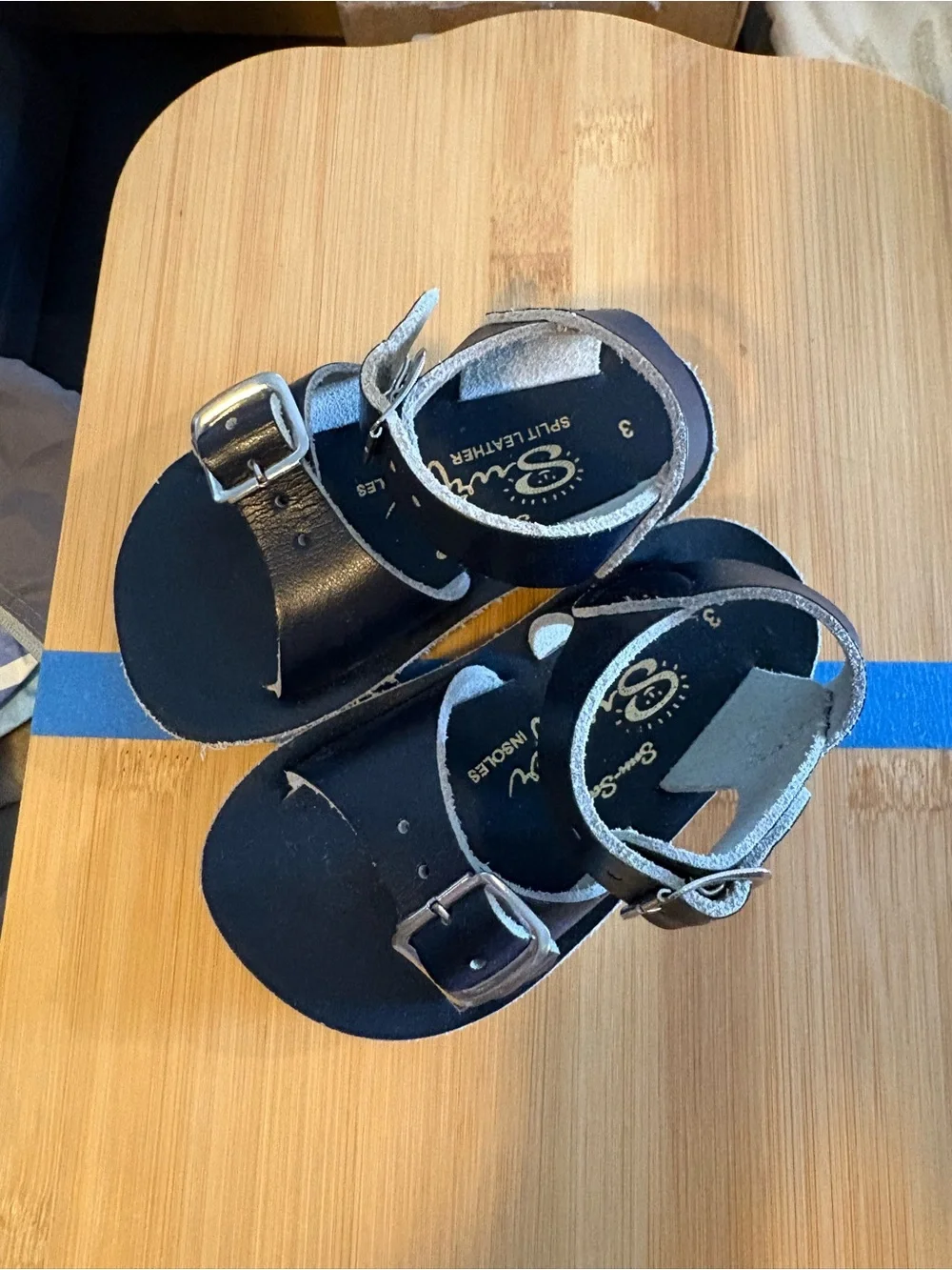 Sun San surf navy leather sandals